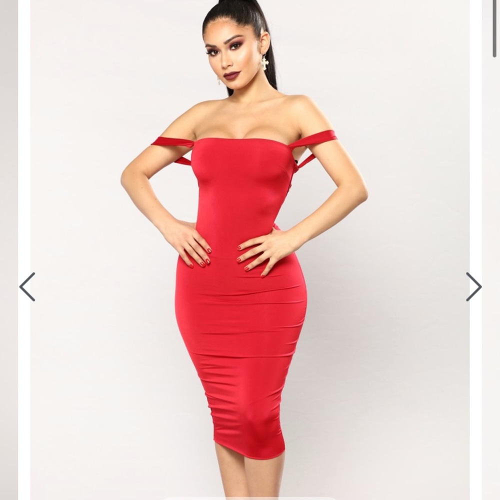 Red lace up dress